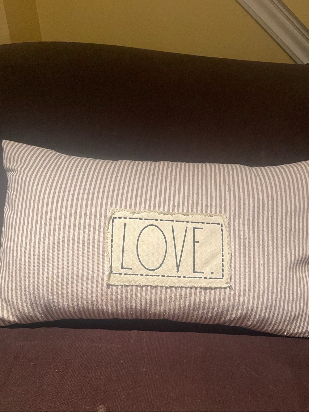 Rae Dunn LOVE Striped Decorative Lumbar Pillow - Neutral Stripe